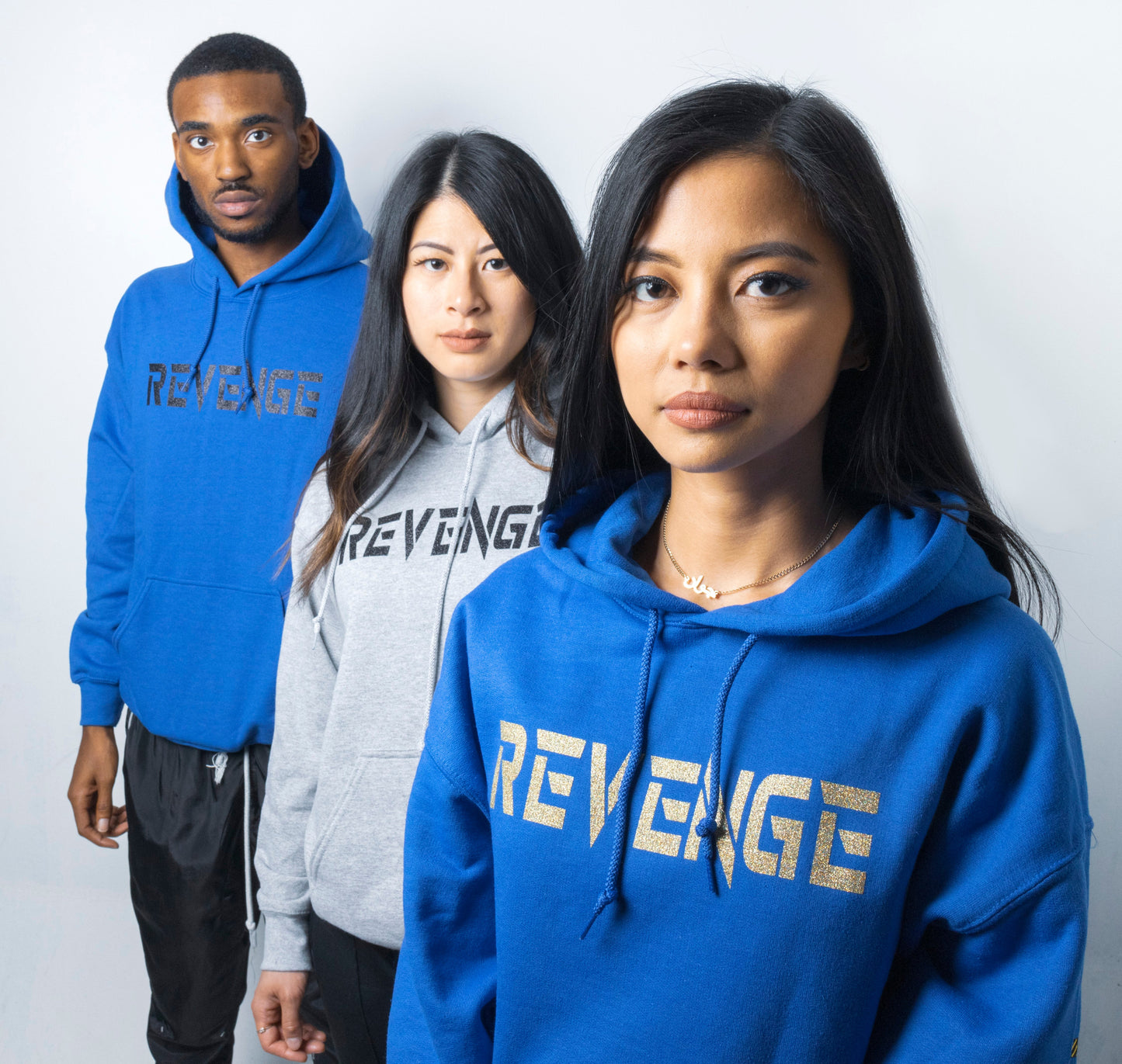 Yellow Tape Revenge Hoodie Blue / Gold